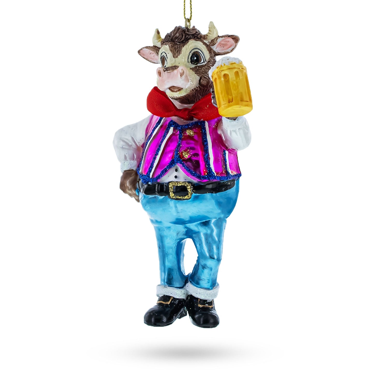 Bull Hoisting a Beer Glass Christmas Ornament