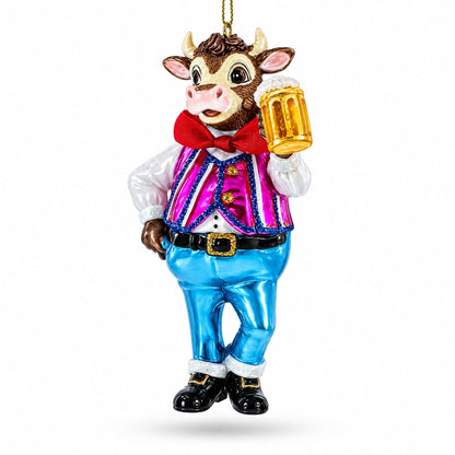 Bull Hoisting a Beer Glass Christmas Ornament