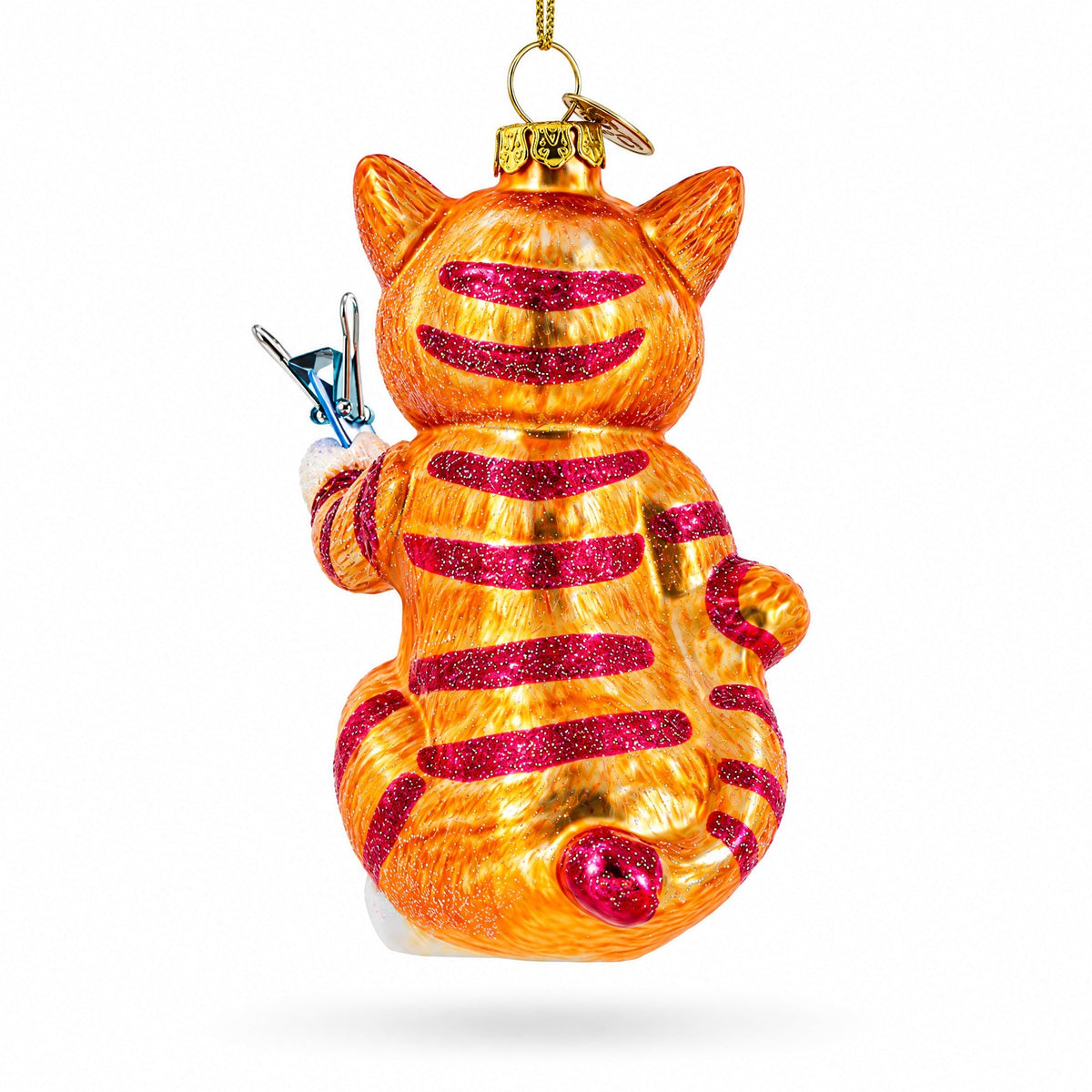 Cat Drawing a Self-Portrait Glass Christmas Ornament