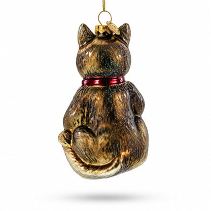 I Love Cats Glass Christmas Ornament