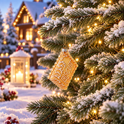 Biscuit Cookie Clear Glass Christmas Ornament