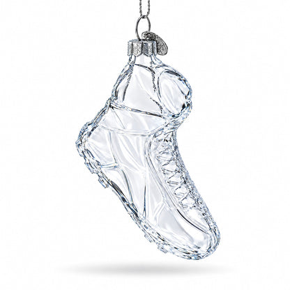 Running Shoe Clear Glass Christmas Ornament