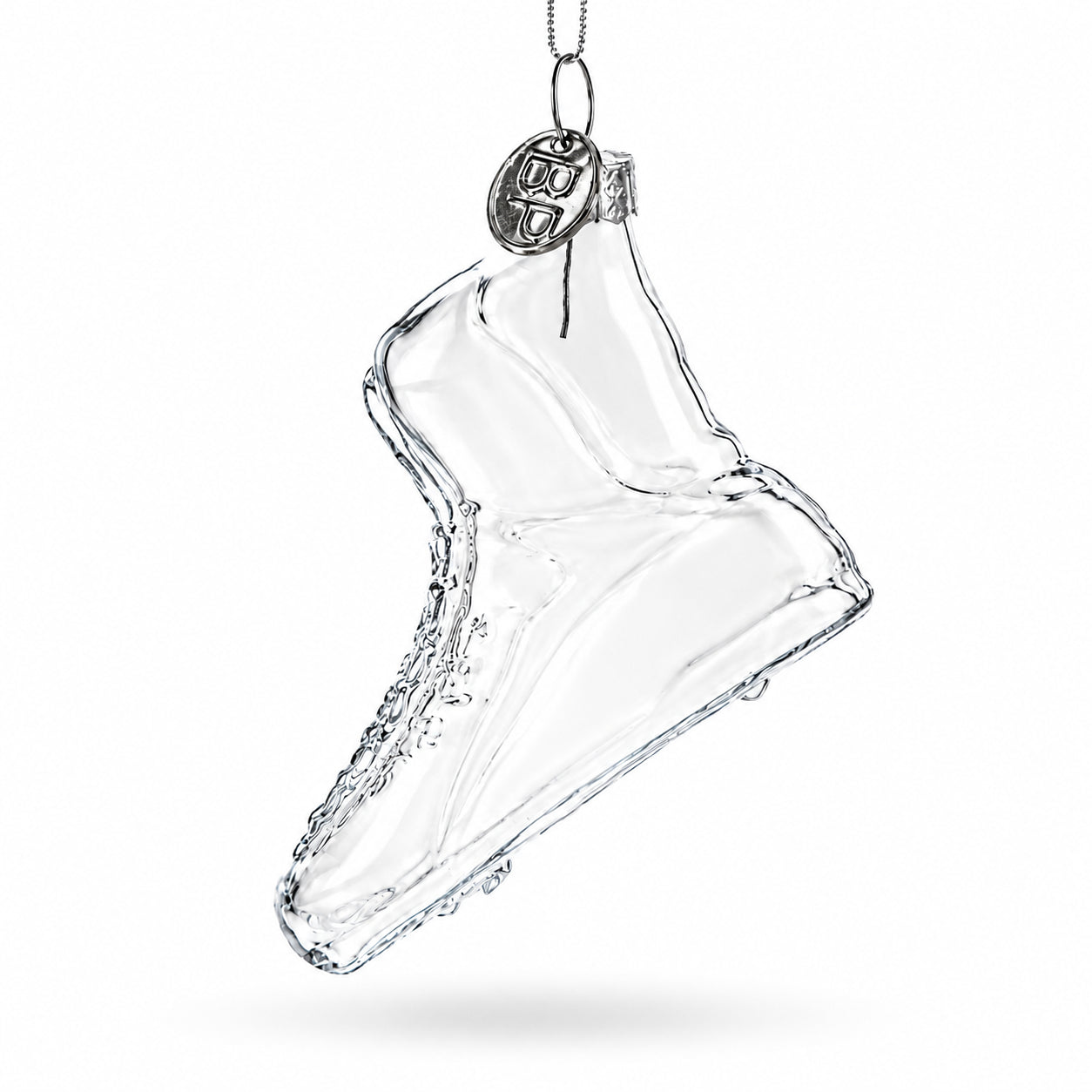 Running Shoe Clear Glass Christmas Ornament