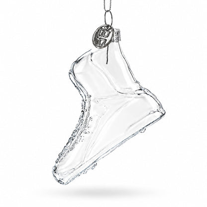 Running Shoe Clear Glass Christmas Ornament