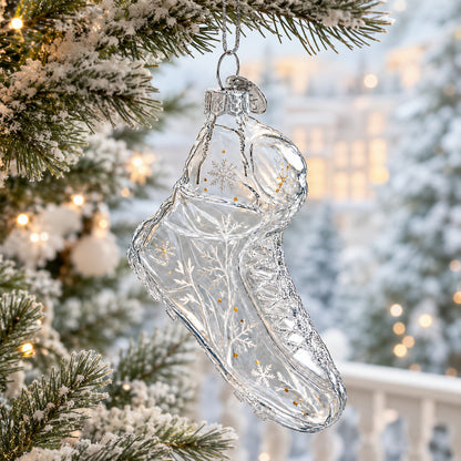 Running Shoe Clear Glass Christmas Ornament