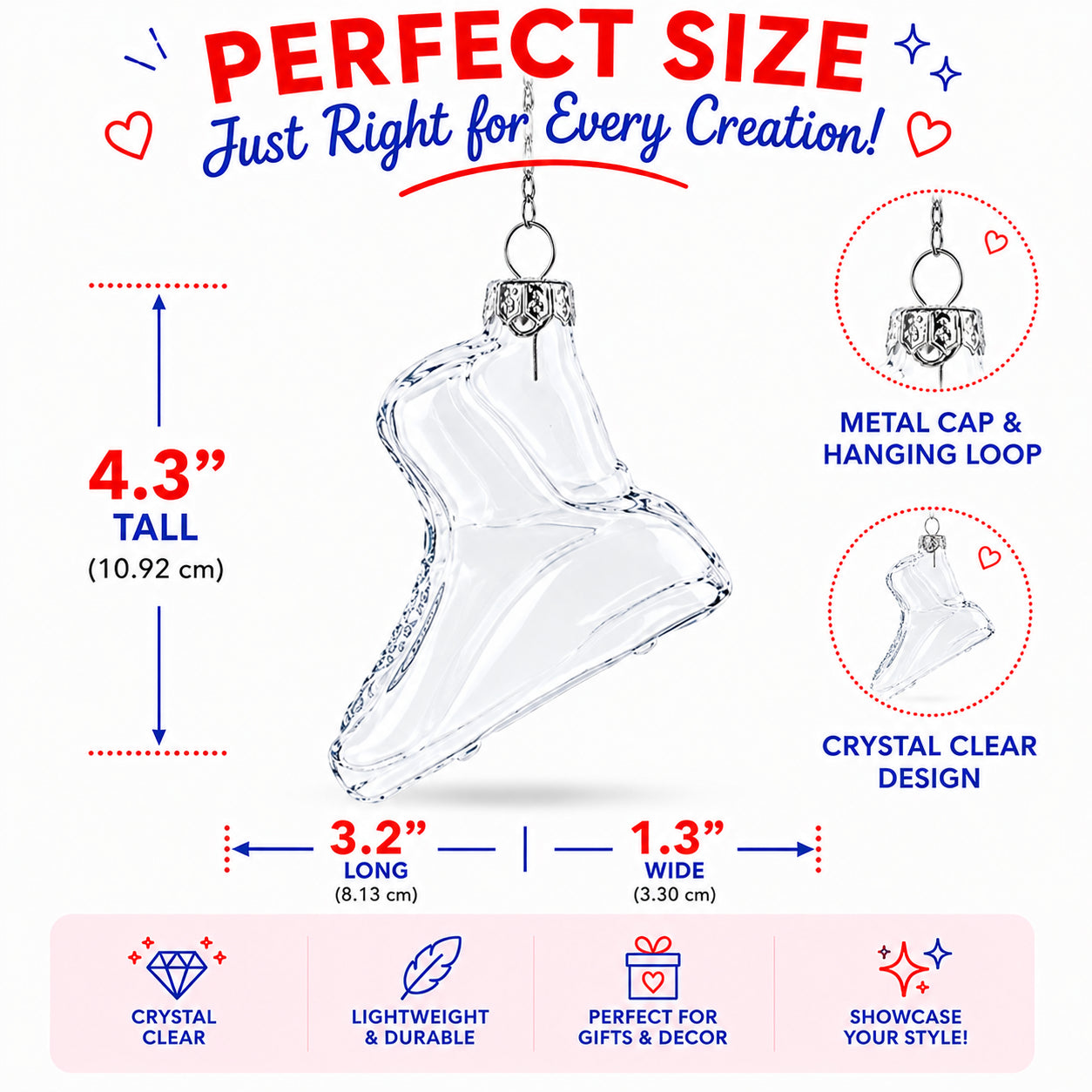 Running Shoe Clear Glass Christmas Ornament