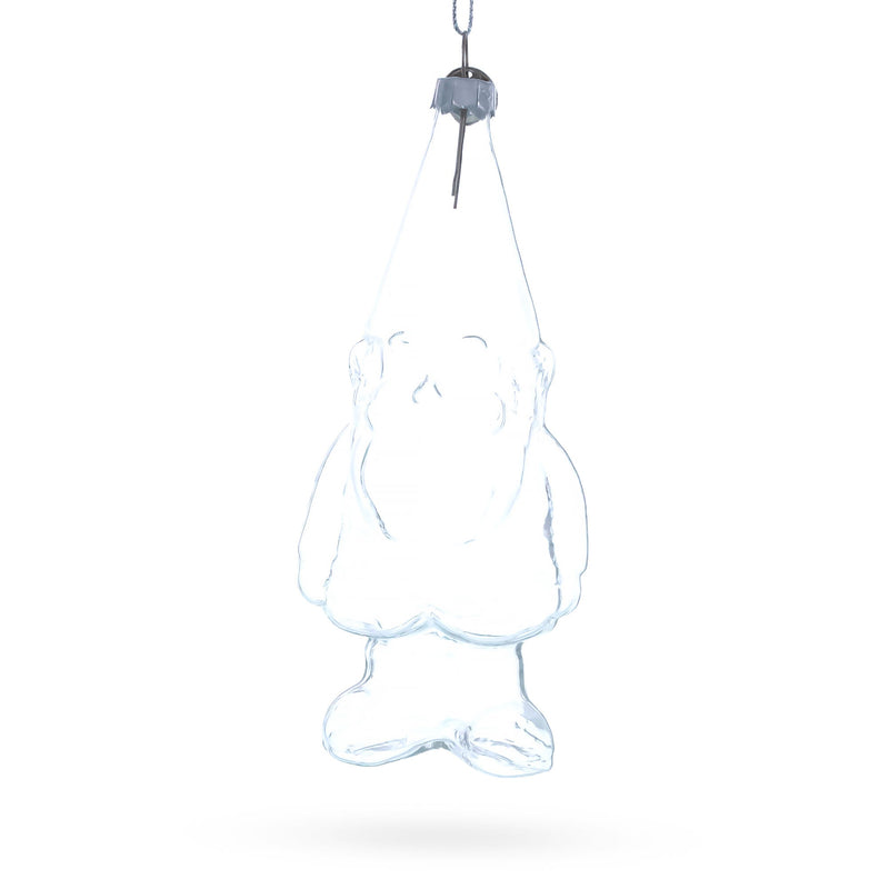 Enchanted Gnome Clear Glass Christmas Ornament