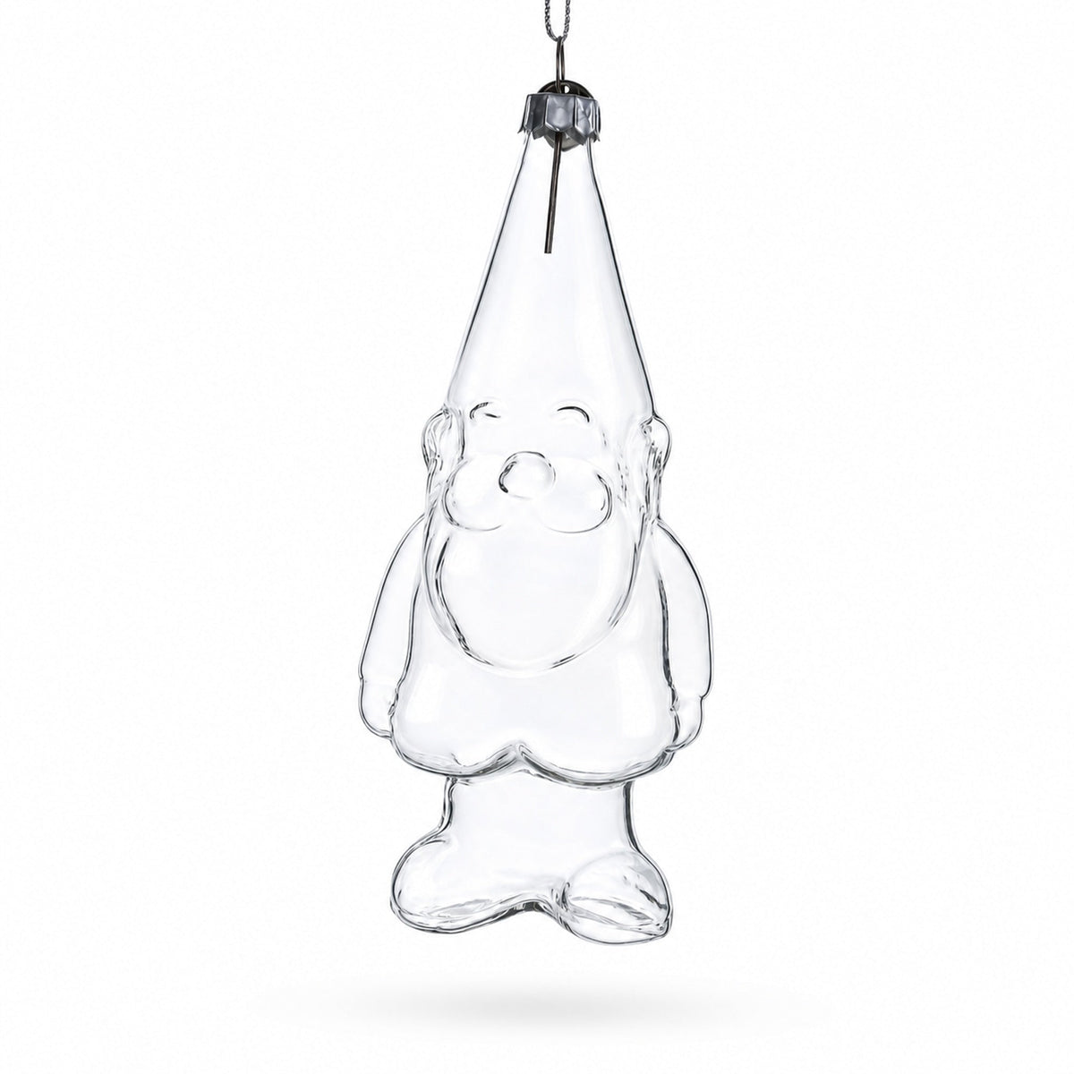 Enchanted Gnome Clear Glass Christmas Ornament