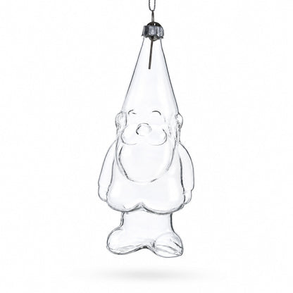Enchanted Gnome Clear Glass Christmas Ornament