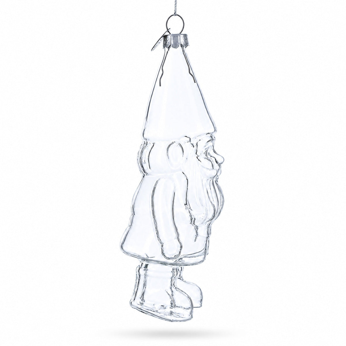 Enchanted Gnome Clear Glass Christmas Ornament
