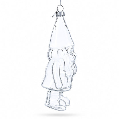 Enchanted Gnome Clear Glass Christmas Ornament
