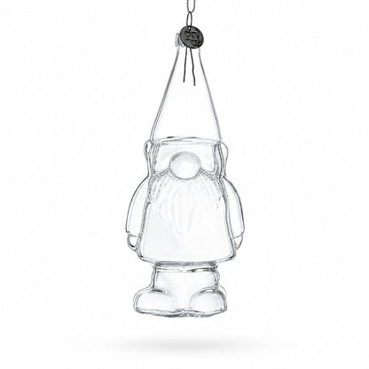 Enchanted Gnome Clear Glass Christmas Ornament