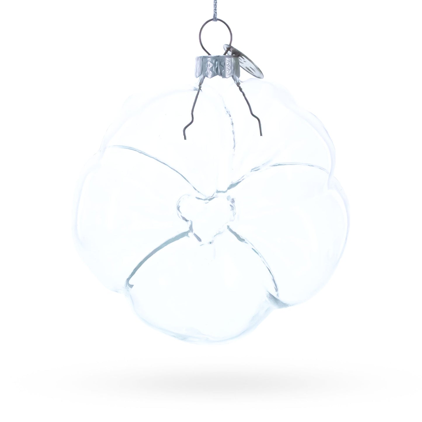Flower-Shaped Clear Glass Christmas Ornament