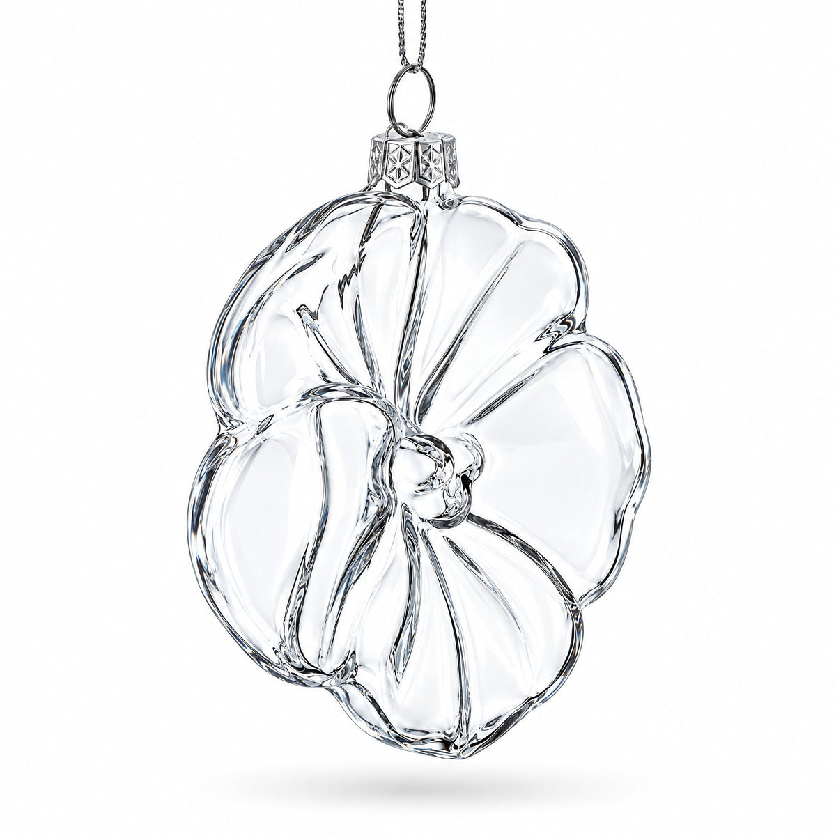 Flower-Shaped Clear Glass Christmas Ornament