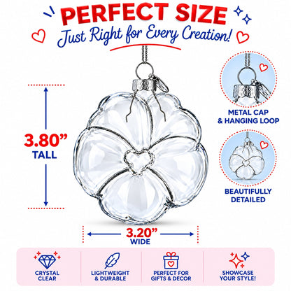 Flower-Shaped Clear Glass Christmas Ornament