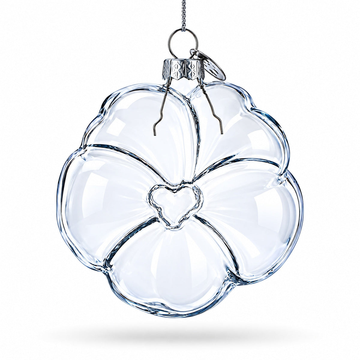 Flower-Shaped Clear Glass Christmas Ornament