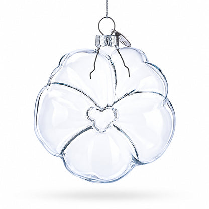 Flower-Shaped Clear Glass Christmas Ornament