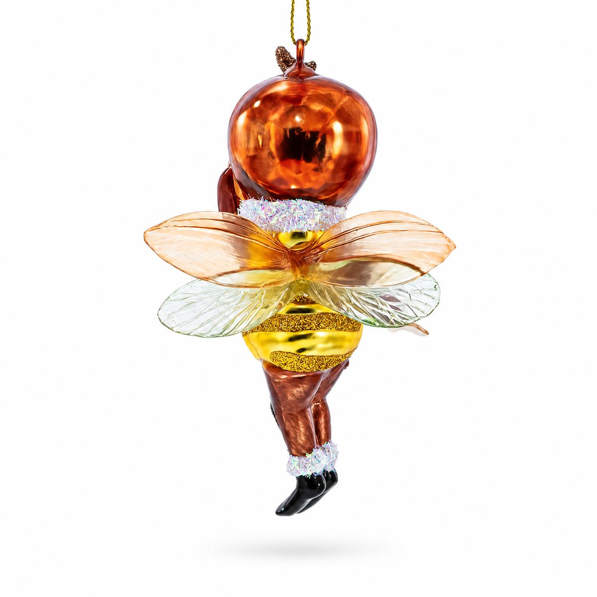 Adorable Little Bee Glass Christmas Ornament