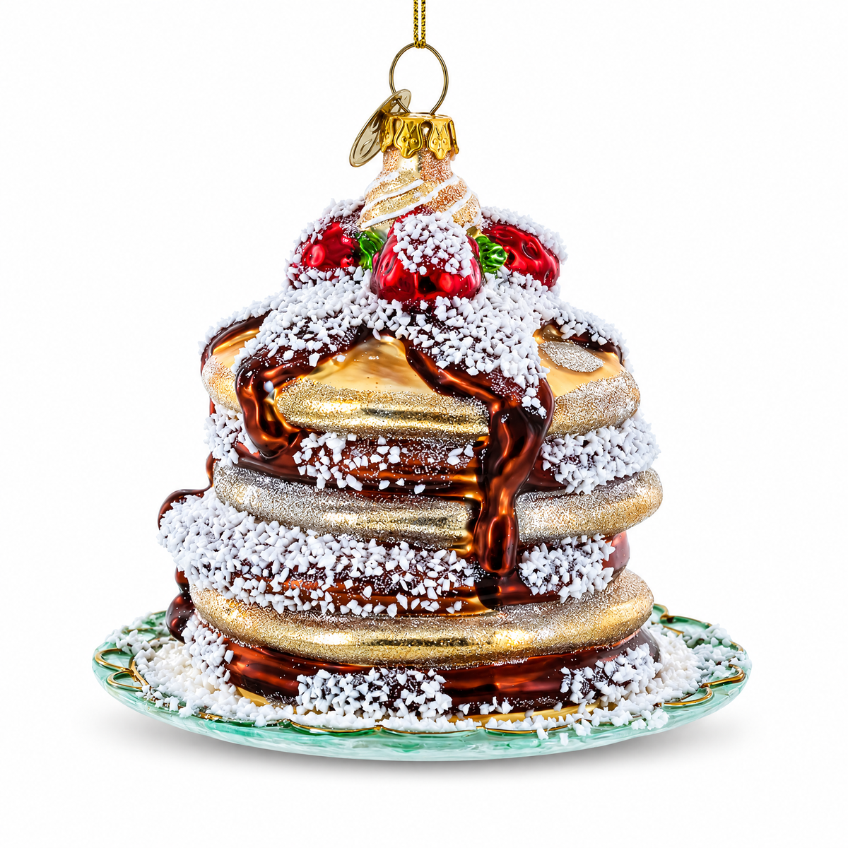 Pancakes with Maple Syrup Glass Christmas Ornament