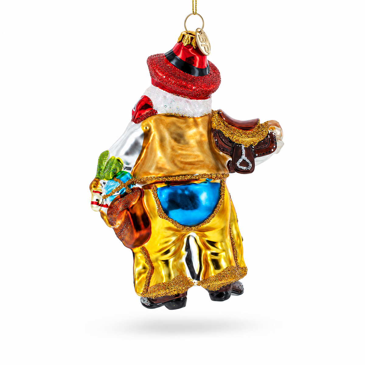 Wild West Santa Glass Christmas Ornament