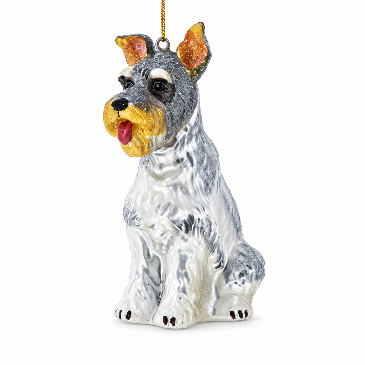 Schnauzer Sitting Pretty Glass Christmas Ornament