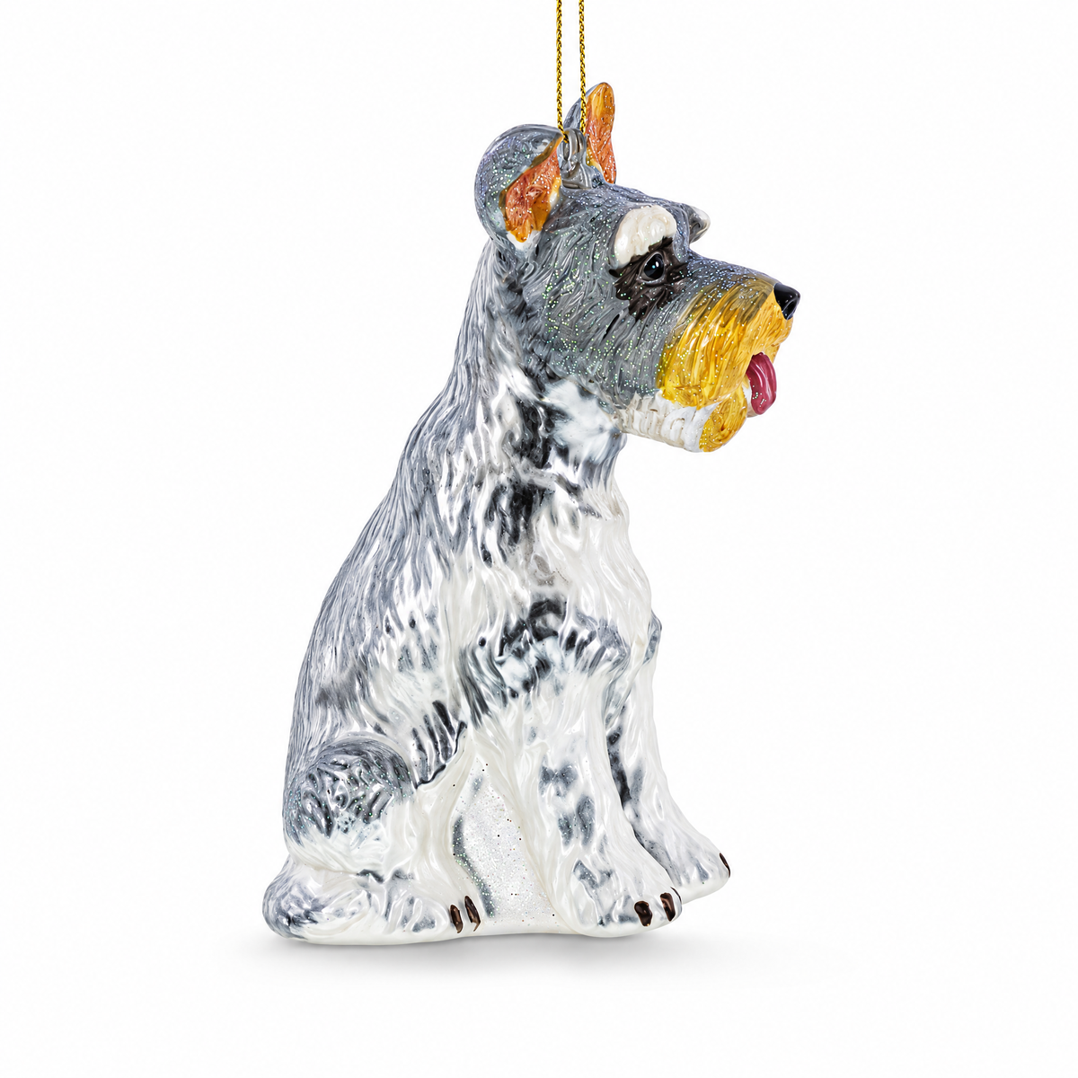 Schnauzer Sitting Pretty Glass Christmas Ornament