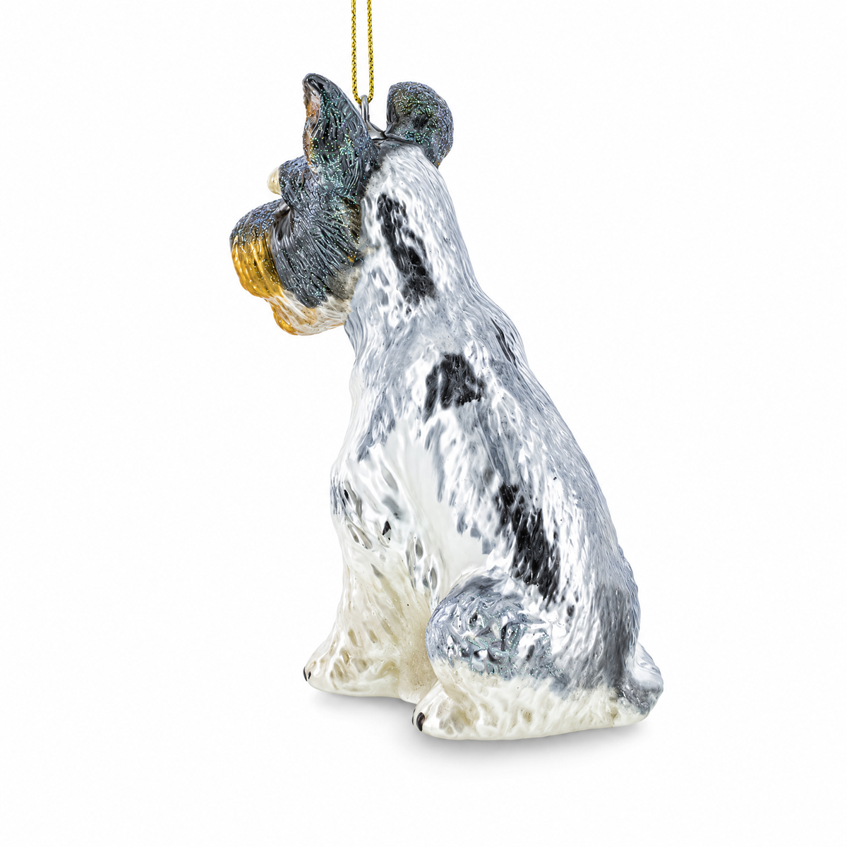 Schnauzer Sitting Pretty Glass Christmas Ornament