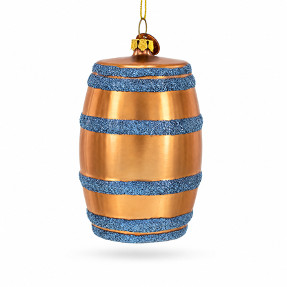 Aged Whiskey Barrel Glass Christmas Ornament
