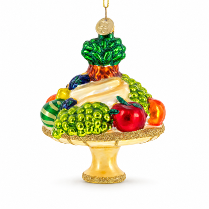 Sumptuous Fruit Platter Glass Christmas Ornament