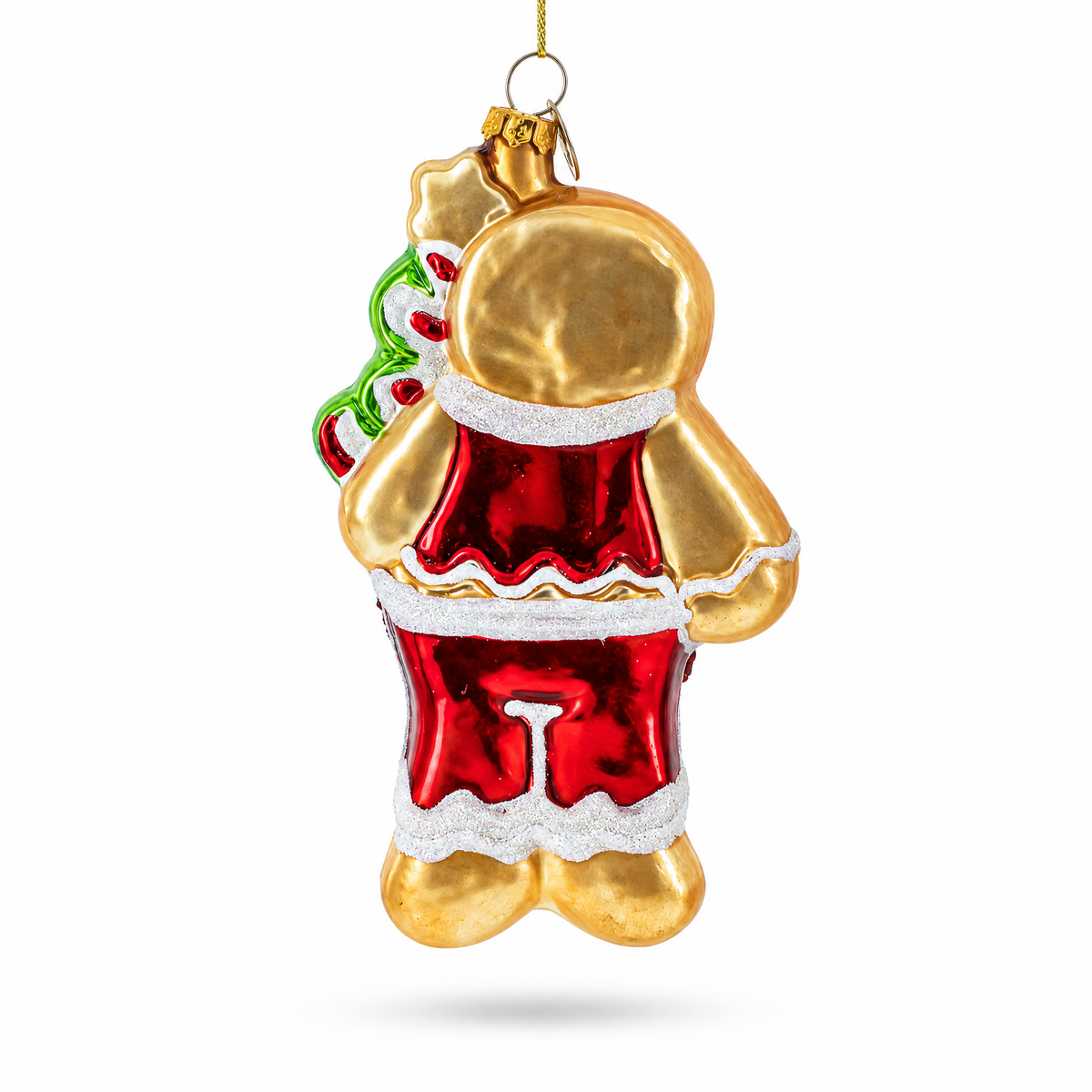 Gingerbread with Christmas Tree Glass Ornament