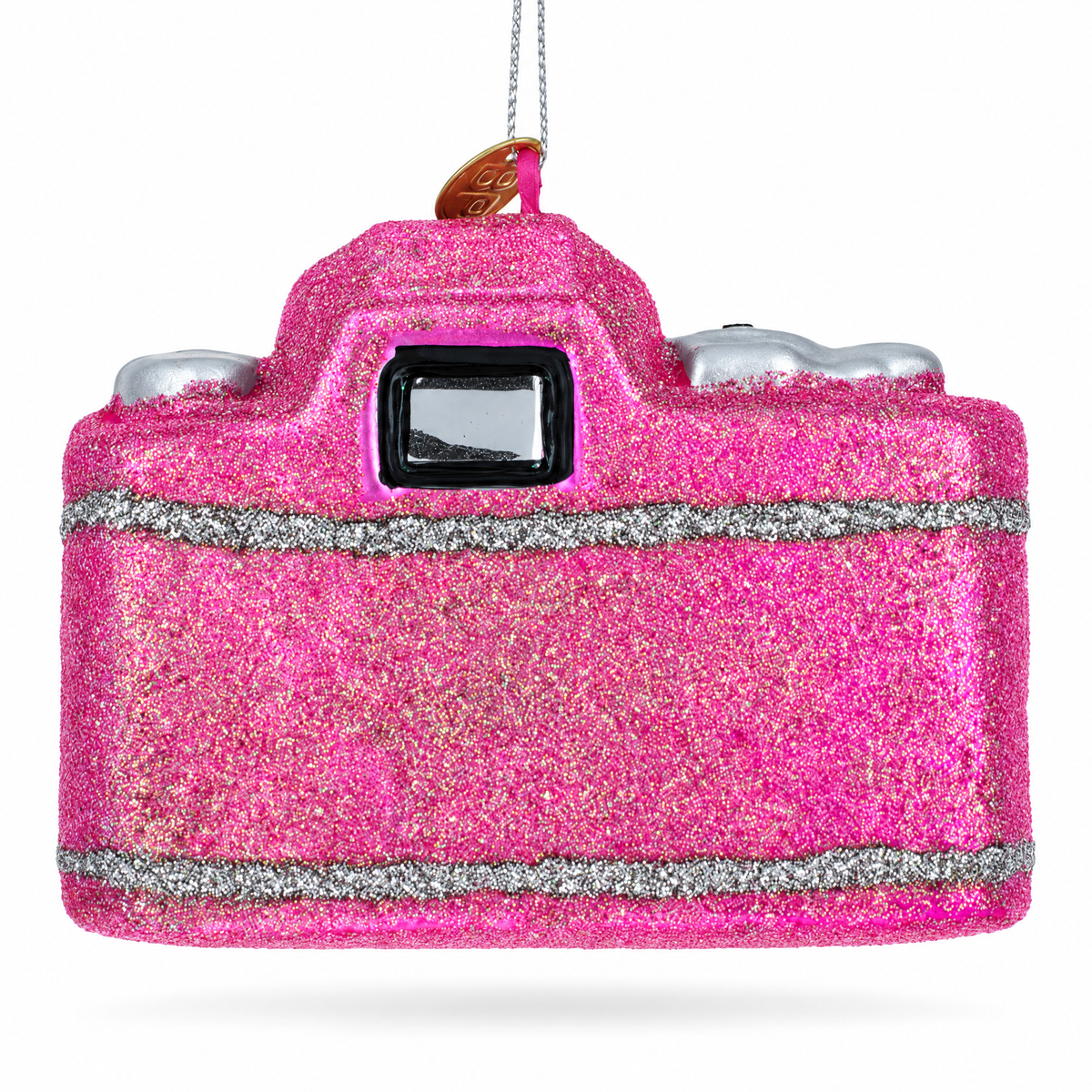 Vintage Pink Camera Glass Christmas Ornament