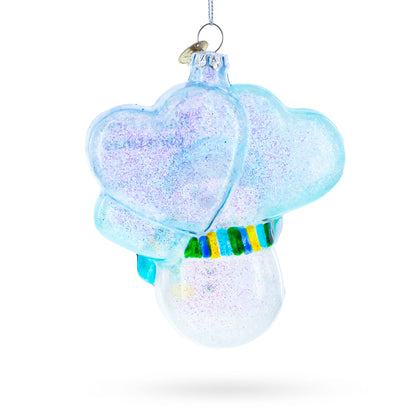 Snowman Celebrating Baby's First Christmas Glass Ornament