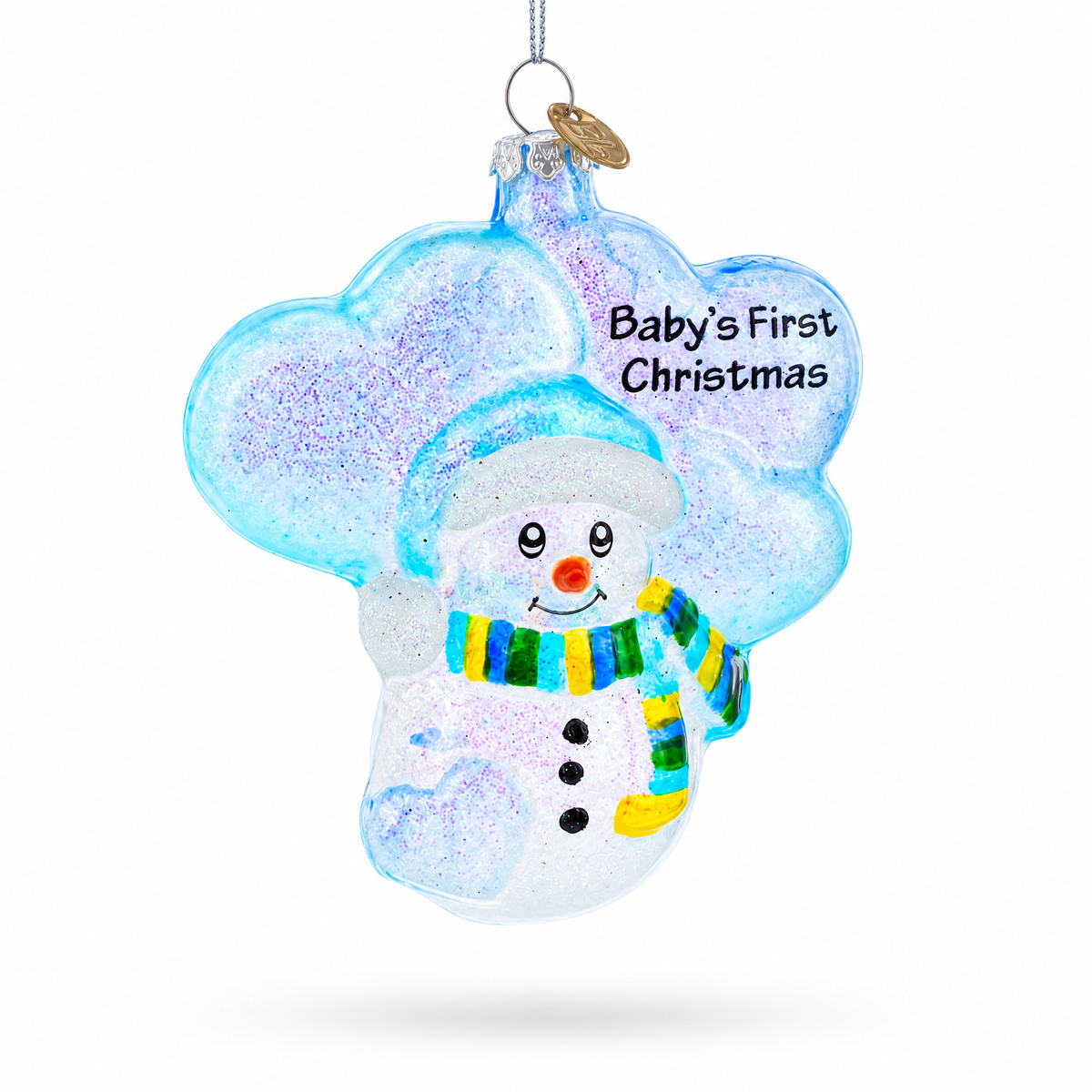 Snowman Celebrating Baby's First Christmas Glass Ornament
