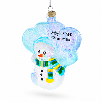 Snowman Celebrating Baby's First Christmas Glass Ornament