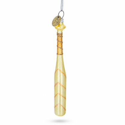 Classic Baseball Bat Glass Christmas Ornament