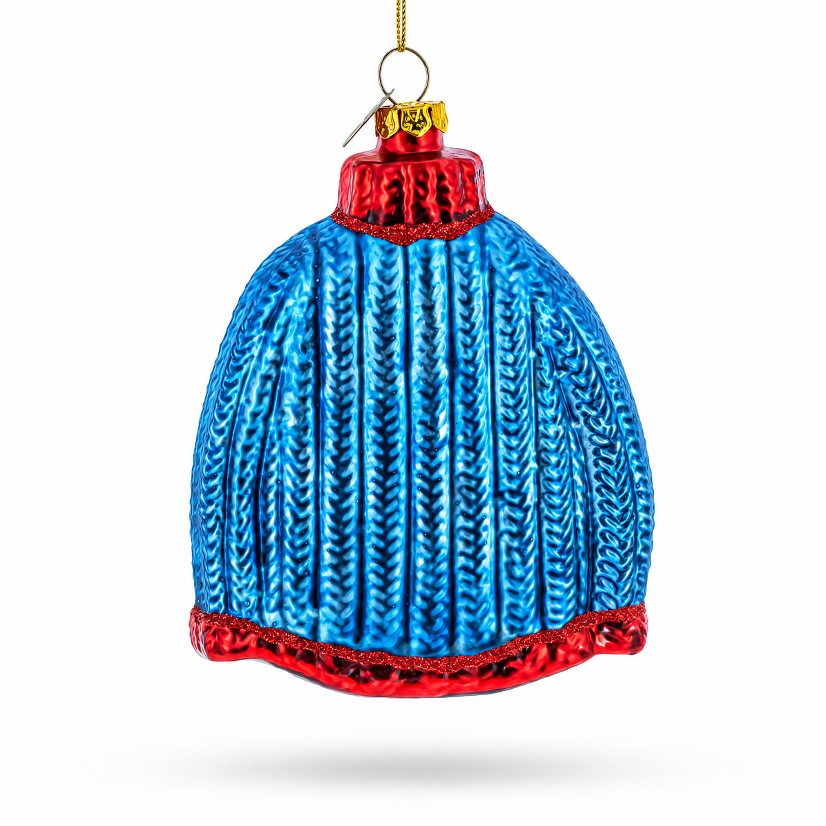 Sweater with Santa with Sleigh Glass Christmas Ornament
