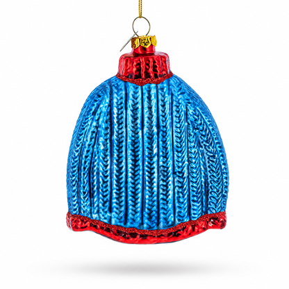 Sweater with Santa with Sleigh Glass Christmas Ornament
