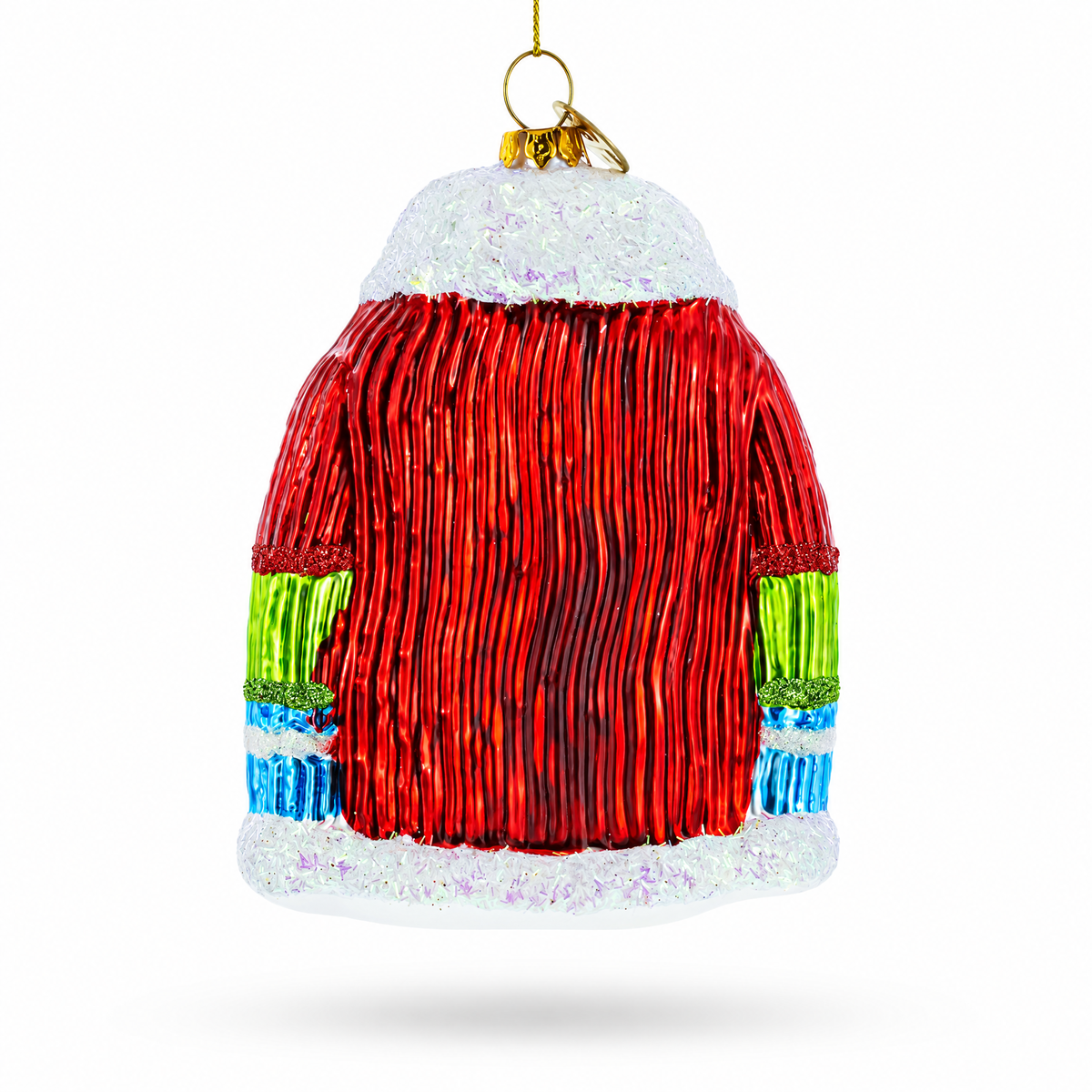 Jacket With Santa and Reindeer Glass Christmas Ornament