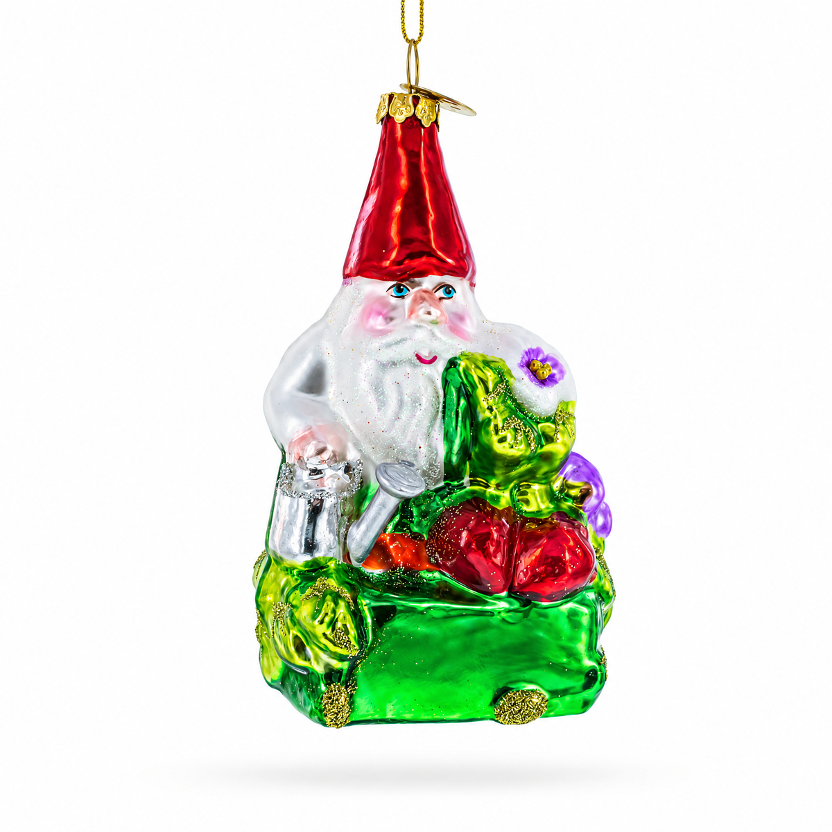 Enchanting Gnome Glass Christmas Ornament