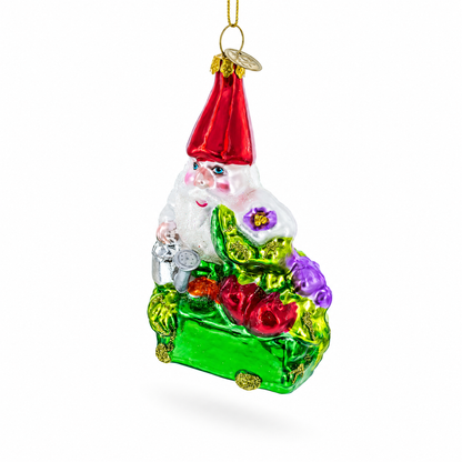 Enchanting Gnome Glass Christmas Ornament