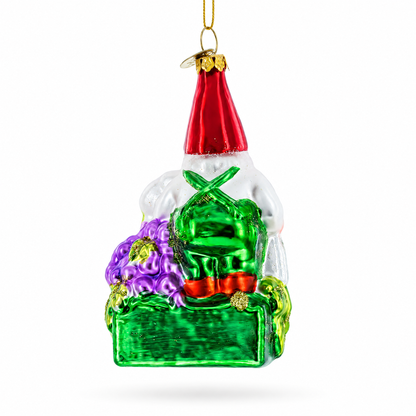 Enchanting Gnome Glass Christmas Ornament
