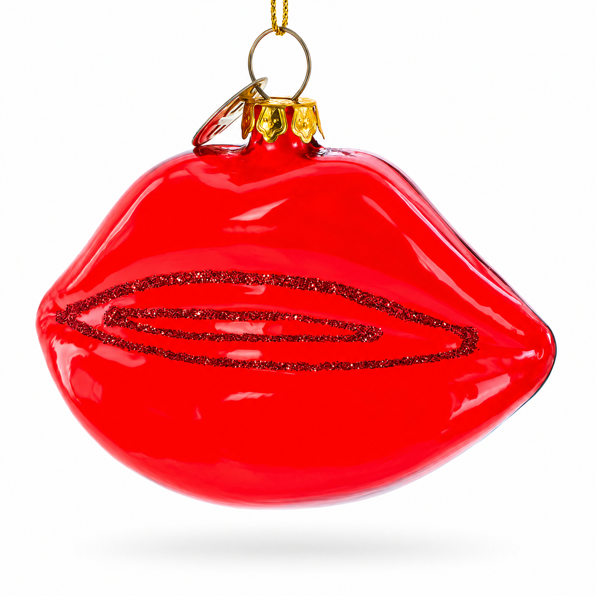 Red Lips Glass Christmas Ornament