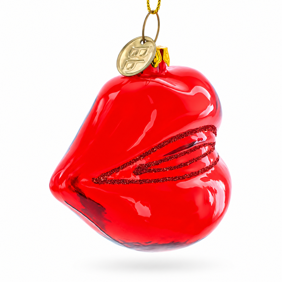 Red Lips Glass Christmas Ornament