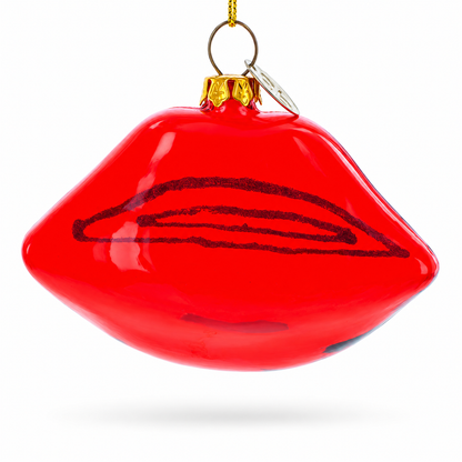 Red Lips Glass Christmas Ornament
