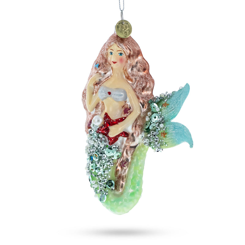 Glimmering Mermaid Glass Christmas Ornament