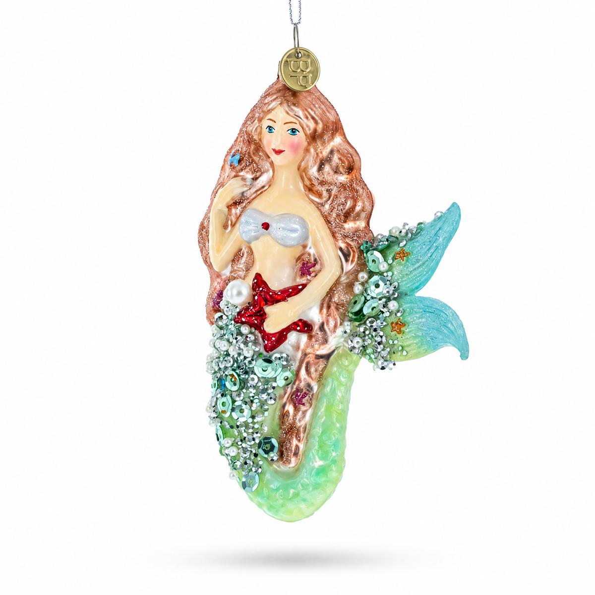 Glimmering Mermaid Glass Christmas Ornament