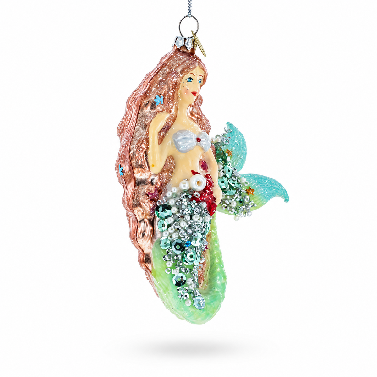 Glimmering Mermaid Glass Christmas Ornament