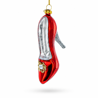 Red High Heel Shoe Glass Christmas Ornament