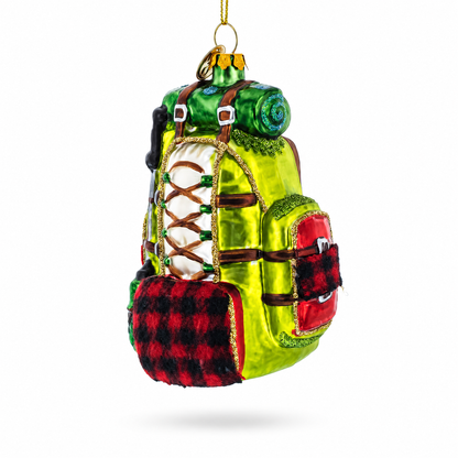 Globetrotter's Travel Backpack Glass Christmas Ornament