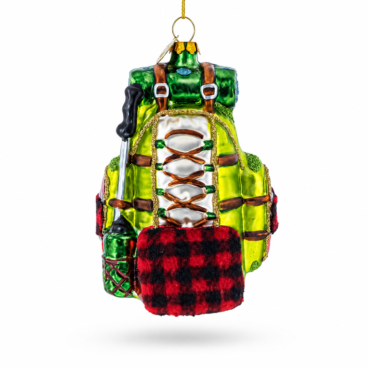 Globetrotter's Travel Backpack Glass Christmas Ornament